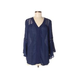 John Paul Richard petite navy blue Peasant Blouse